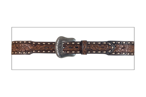 Gem Dandy Accessories - Roper Belt - Genuine Leather / Floral Hand