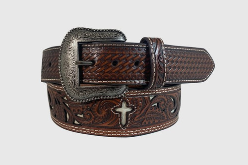 B706 - Red Floral Studded Belt - Double J Saddlery 46