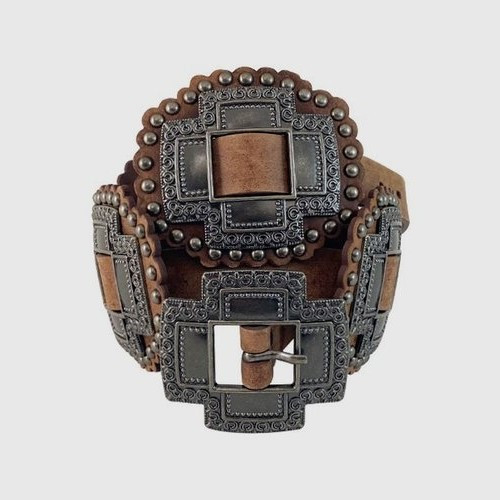 Gem Dandy Accessories - Roper Belt - Genuine Leather - Hipster Belt / Cross Shaped Conchos - Tan Gem Dandy Accessories - Roper Belt - Genuine Leather - Hipster Belt / Cross Shaped Conchos - Tan