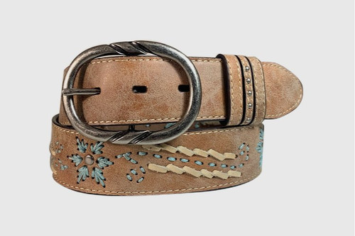 Gem Dandy Accessories - G Bar D Belt - Genuine Leather / Rustic Ostrich  Print - Tan - Billy's Western Wear