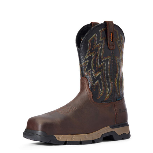 Ariat Men's Work Boots - Rebar Flex Western H2O CT - Dark Brown / Black Ariat Men's Work Boots - Rebar Flex Western H2O CT - Dark Brown / Black