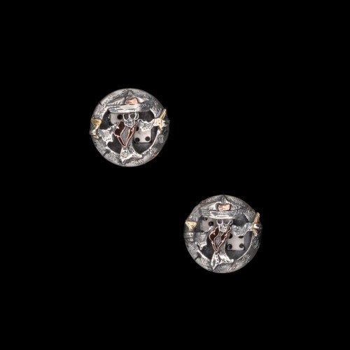 Vogt Men's Accessories - Cufflinks - "Johnny Bones" Lucky 7 - Sterling Silver /14K Gold Vogt Men's Accessories - Cufflinks - "Johnny Bones" Lucky 7 - Sterling Silver /14K Gold