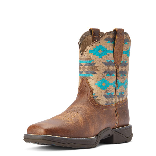 Ariat Women's Boots - Anthem Shortie - Brown / Turquoise Aztec Ariat Women's Boots - Anthem Shortie - Brown / Turquoise Aztec