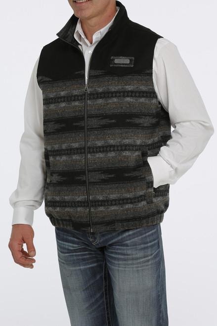 Cinch Men's Vest - Concealed Carry Wooley Vest - Black / Grey Cinch Men's Vest - Concealed Carry Wooley Vest - Black / Grey