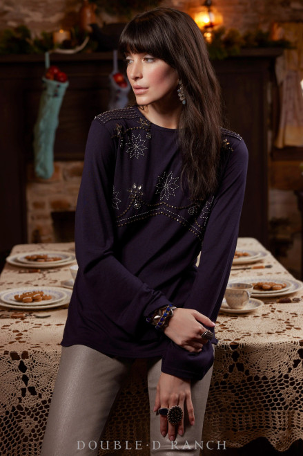 Double D Ranchwear Women’s - Dincan's Dancehall Tee - Blue Indigo Double D Ranchwear Women’s - Dincan's Dancehall Tee - Blue Indigo