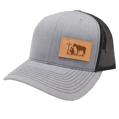 Dally Up Caps - Youth Dally # 240 - Heather  / Black Leather Praying Patch