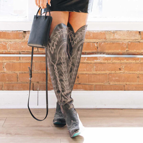Lane Women's Boots - Lexington OTK - Stonewashed Black Lane Women's Boots - Lexington OTK - Stonewashed Black