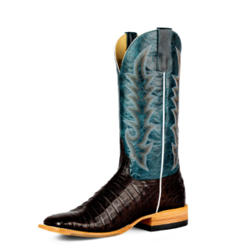 Horse Power By Anderson Bean Men's Boots - Top Hand Collection - Chocolate Caiman Belly / Navy Explosion Horse Power By Anderson Bean Men's Boots - Top Hand Collection - Chocolate Caiman Belly / Navy Explosion
