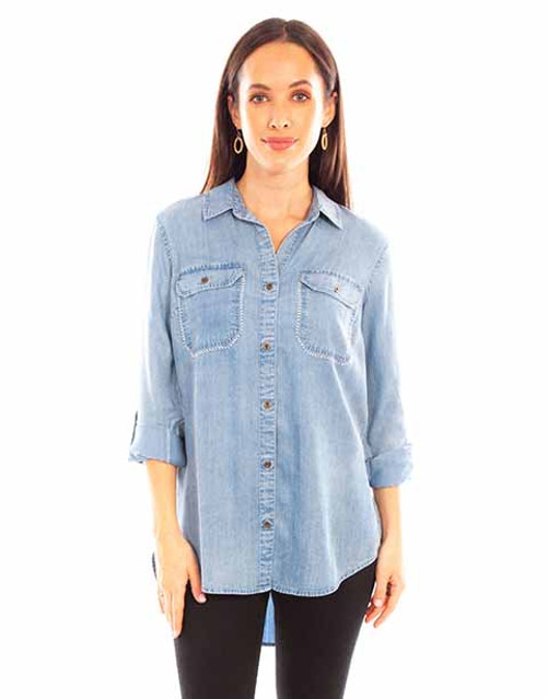 Scully Women's Shirt - Honey Creek Collection - Hi / Lo - Lace-up Back Scully Women's Shirt - Honey Creek Collection - Hi / Lo - Lace-up Back