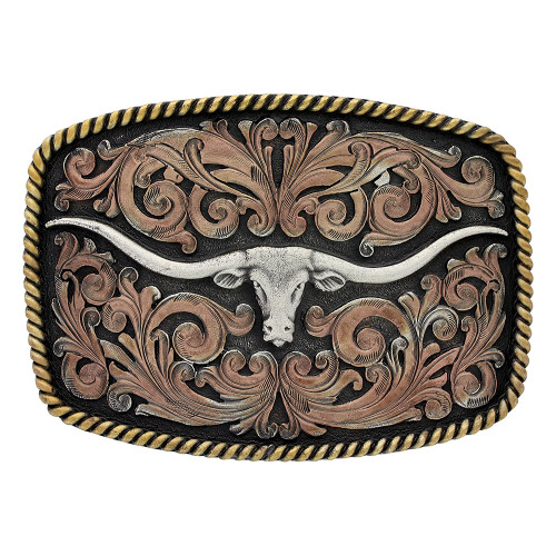 Montana Silversmith Accessories - Tri-Color Texas Longhorn Attitude Buckle Montana Silversmith Accessories - Tri-Color Texas Longhorn Attitude Buckle