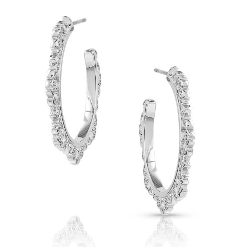Montana Silversmith Accessories - Floral Edge Hoop Earrings Montana Silversmith Accessories - Floral Edge Hoop Earrings