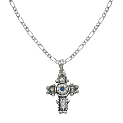 Montana Silversmith Accessories - Blue Flower Cross Necklace Montana Silversmith Accessories - Blue Flower Cross Necklace