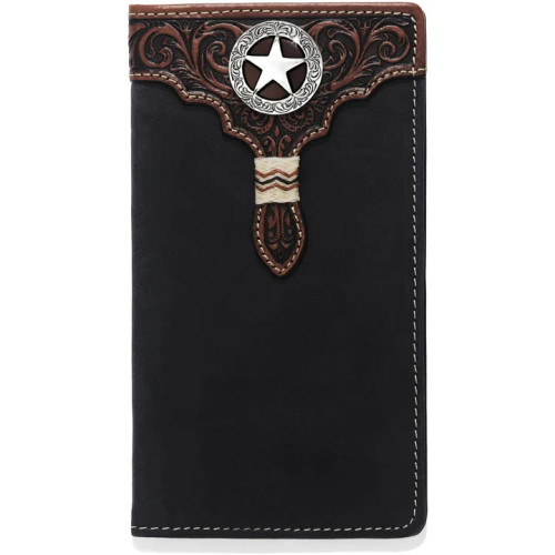 Leegin / Brighton Men's Accessories - Lone Star Checkbook Wallet - Black / Tan Leegin / Brighton Men's Accessories - Lone Star Checkbook Wallet - Black / Tan