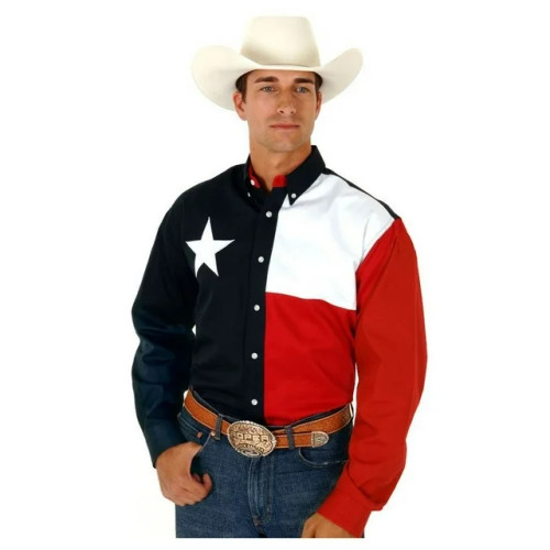 Roper Men's Shirt - Texas Flag Long Sleeve Roper Men's Shirt - Texas Flag Long Sleeve