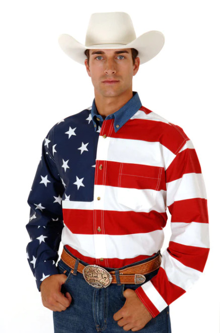 Roper Men's Shirt - American Flag Long Sleeve Roper Men's Shirt - American Flag Long Sleeve