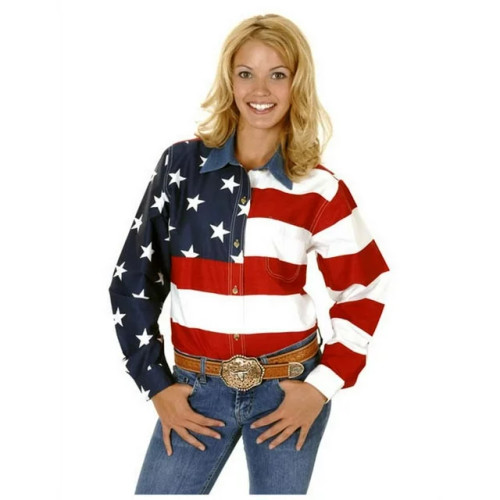 Roper Women's Shirt - American Flag Long Sleeve Roper Women's Shirt - American Flag Long Sleeve