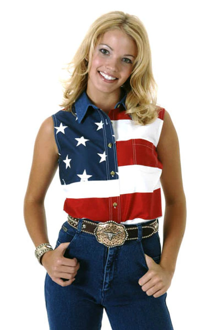 Roper Women's Shirt - American Flag Sleeveless Roper Women's Shirt - American Flag Sleeveless