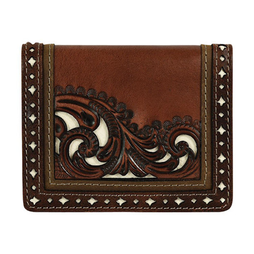 Justin by Trenditions Men's Accessories - Bifold Card Wallet - Brown w/ Tooling Justin by Trenditions Men's Accessories - Bifold Card Wallet - Brown w/ Tooling
