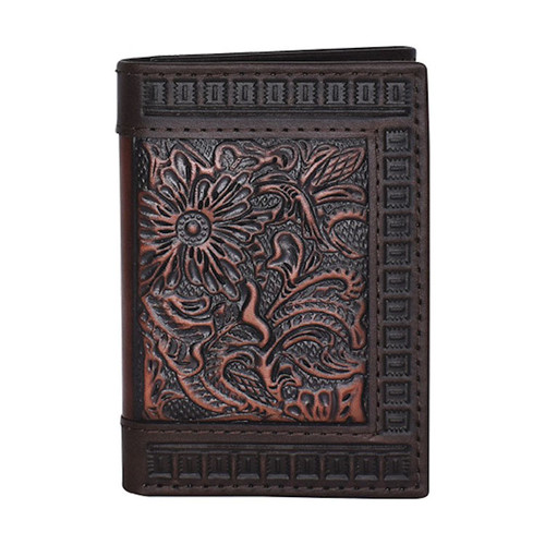 Justin by Trenditions Men's Accessories - Trifold Wallet - Genuine Leather w/ Tooling & Embossed Edge Justin by Trenditions Men's Accessories - Trifold Wallet - Genuine Leather w/ Tooling & Embossed Edge