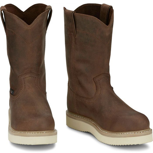 Justin Men's Work Boot - Ram Round Steel Toe - Pecan