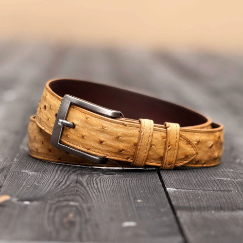 Black Jack Men's Accessories - Full Quill Ostrich Belt - Saddle Tan