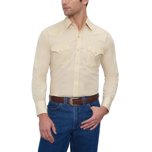 Ely Walker Men's Shirt - Western Snap LS - Solid Ecru Ely Walker Men's Shirt - Western Snap LS - Solid Ecru