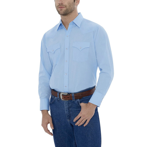Ely Walker Men's Shirt - Western Snap LS - Solid Light Blue Ely Walker Men's Shirt - Western Snap LS - Solid Light Blue