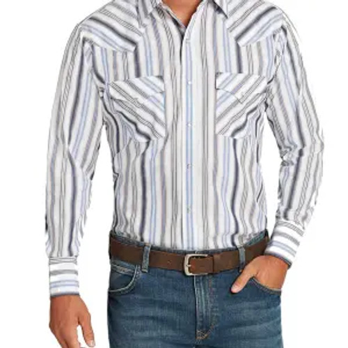 Ely Walker Men's Shirt - Western Snap LS - Light Stripe Ely Walker Men's Shirt - Western Snap LS - Light Stripe