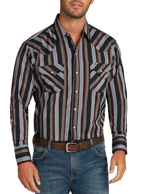Ely Walker Men's Shirt - Western Snap LS - Dark Stripe Ely Walker Men's Shirt - Western Snap LS - Dark Stripe