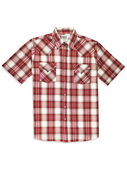 Ely Walker Men's Shirt - Western Snap SS - Light Plaid - Billy's