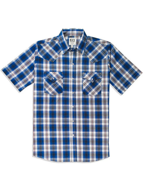 Ely Walker Men's Shirt - Western Snap SS - Dark Plaid - Billy's