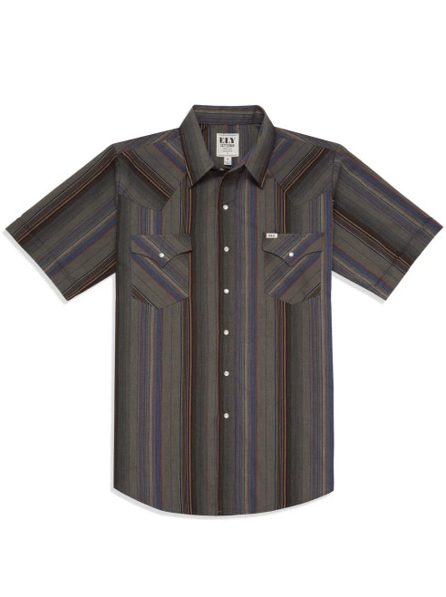 Ely Walker Men's Shirt - Western Snap SS - Dark Stripes - Billy's Western  Wear