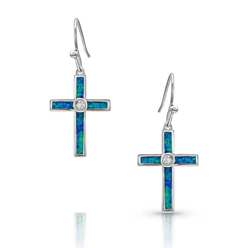 Montana Silversmith Accessories - River of Lights Opal Cross Earrings