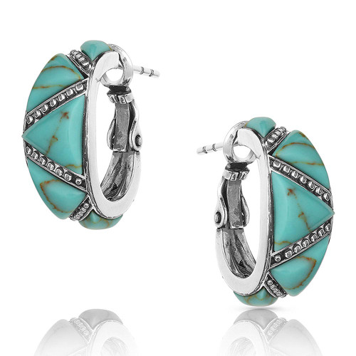 Montana Silversmith Accessories - Turquoise Wedge Hoop Earrings