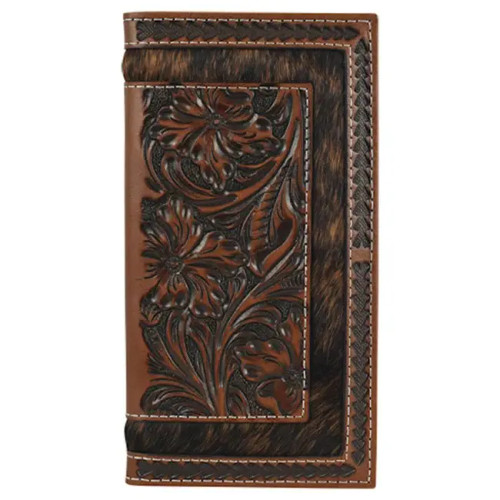 Justin by Trenditions Men's Accessories - Brown Tooled Rodeo Wallet / Hair On Justin by Trenditions Men's Accessories - Brown Tooled Rodeo Wallet / Hair On