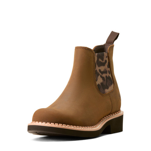 Ariat Kids Boots - Fatbaby Chelsea - Distressed Brown / Leopard Gore