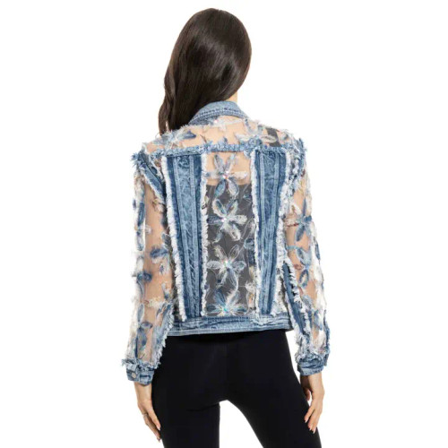 Adore Women's Jackets - Sheer Floral Embroidered / Frayed Edge