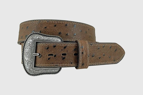 Gem Dandy Men's Accessories - Genuine leather Ostrich print /  Buckle in silver finish - Cocoa Brown Gem Dandy Men's Accessories - Genuine leather Ostrich print /  Buckle in silver finish - Cocoa Brown