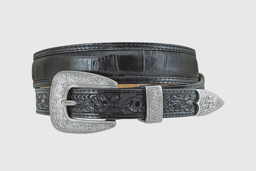 Gem Dandy Men's Accessories - Stetson Italian Leather Croc Print - Black Gem Dandy Men's Accessories - Stetson Italian Leather Croc Print - Black