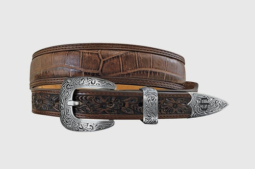 Gem Dandy Men's Accessories - Stetson Italian Leather Croc Print - Brown Gem Dandy Men's Accessories - Stetson Italian Leather Croc Print - Brown