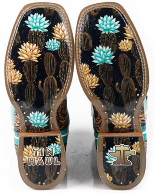 Tin Haul Women's Boots - Cactus Flower - Turquoise / Brown
