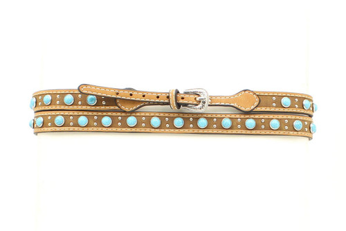 M & F Western Products - Distressed Leather / Turquoise Stones & Studs - Medium Brown M & F Western Products - Distressed Leather / Turquoise Stones & Studs - Medium Brown