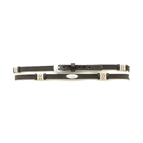 M & F Western Products - Leather Strap / Rawhide Accent & Oval Conchos Hatband - Black M & F Western Products - Leather Strap / Rawhide Accent & Oval Conchos Hatband - Black