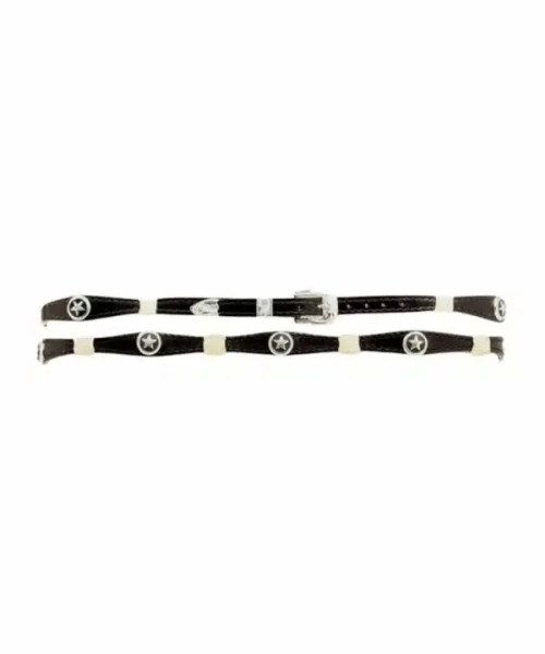 M & F Western Products - Scalloped Leather / Rawhide Embellishment / Star Conchos - Black M & F Western Products - Scalloped Leather / Rawhide Embellishment / Star Conchos - Black
