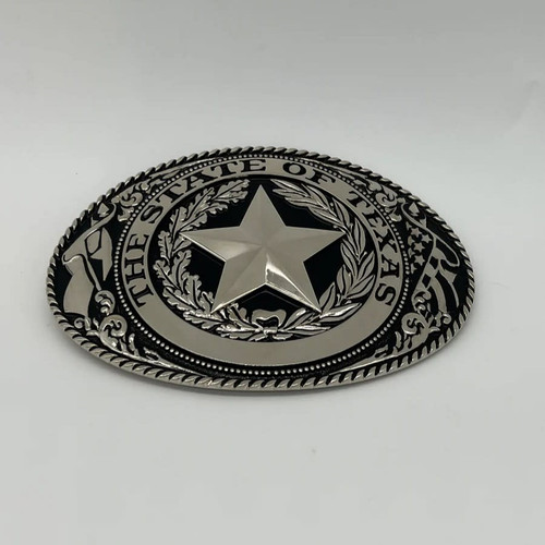Billy's Western Wear Accessories - Buckle - State Of Texas Seal / XL Oval - Silver / Black