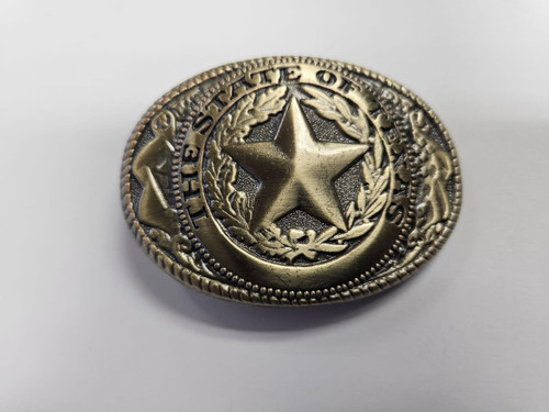 Billy's Western Wear  - Buckle - State Of Texas Seal / Medium Oval - Antique Brass