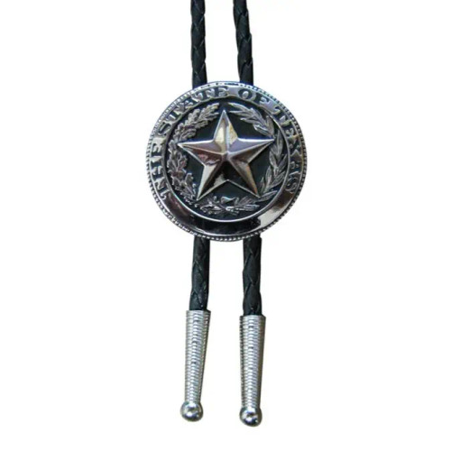 Billy's Western Wear Accessories - Bolo Tie - Round State Of Texas Seal - Silver / Black