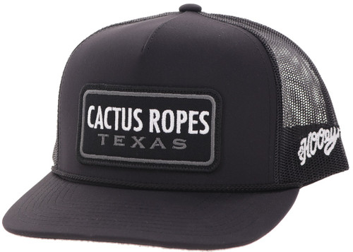 Hooey Caps - Black 5-Panel Trucker with Black / White Rectangle Patch