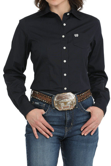 Cinch Women's Shirt - Solid Button Up - Navy
