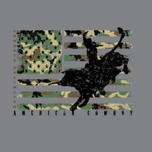 Moss Brothers Men's Shirt - Cowboys Unlimited - Camo Bull - Grey